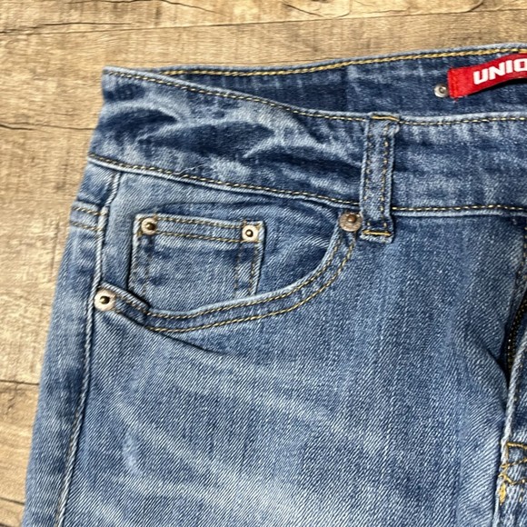 Unionbay Denim Jeans Distressed PatchWork Straight Mid Rise Ankle Pants Size 1 - Picture 5 of 12